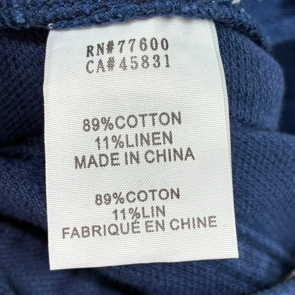 Sandrine Rose College Blue Button Fly Straight Crop Jeans Cotton Linen NWT‎ 26